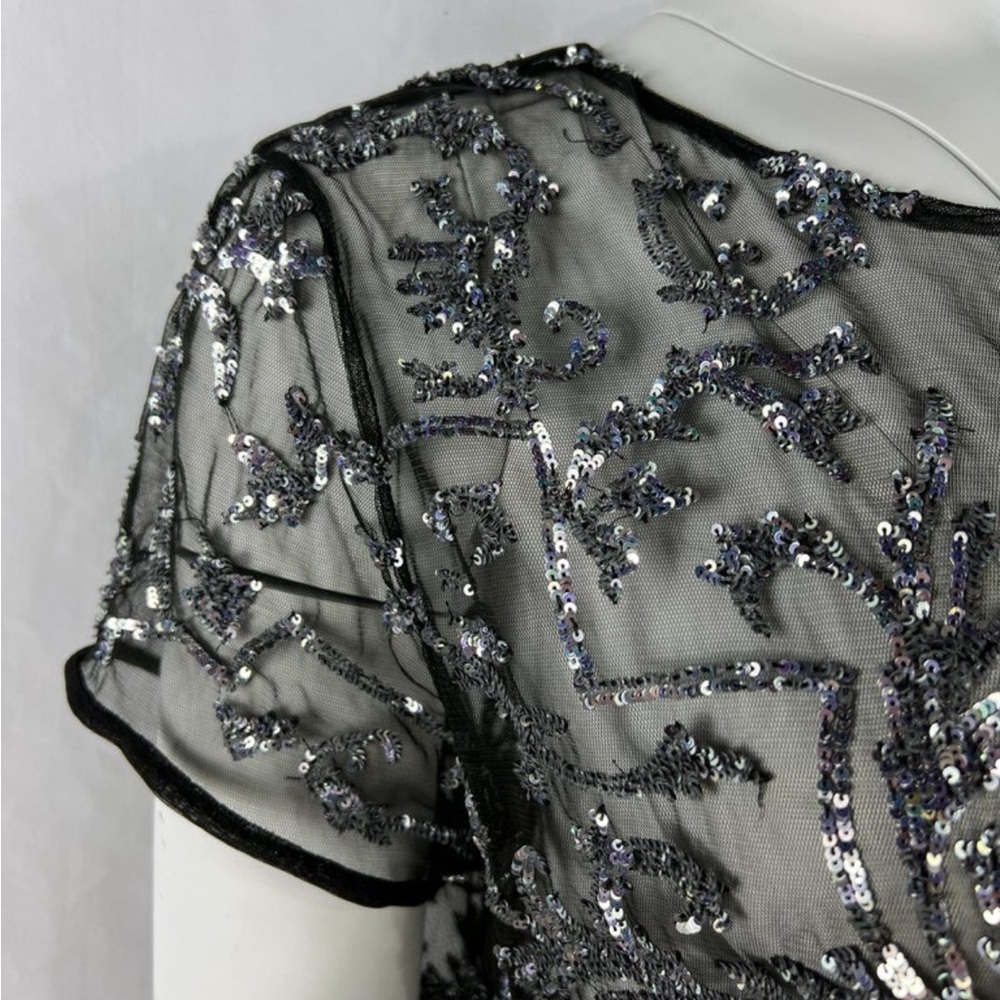 RARE Couture Libertine Embellished Black Sequin Top L - Picture 3 of 13